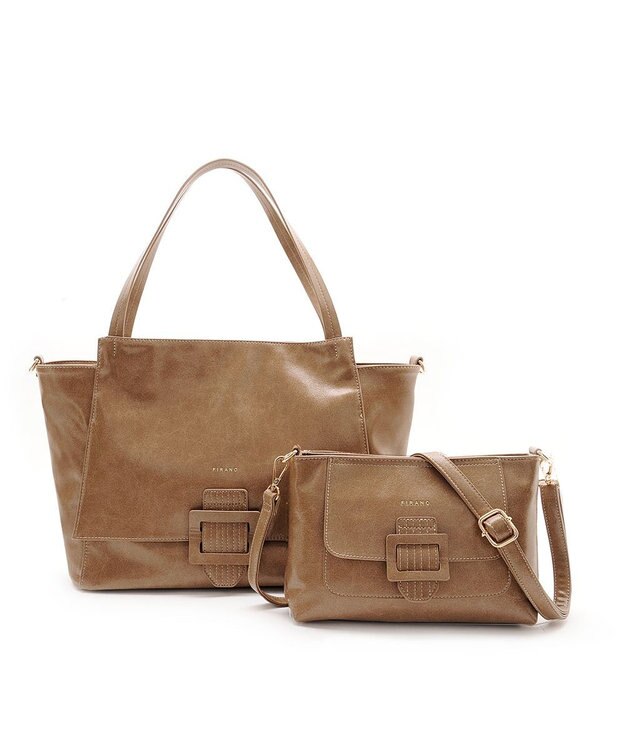 MioFIRANO バックル付きトートバッグ＆ショルダーバッグセット 2WAY A4サイズ対応　FIRANO フィラノ GREIGE