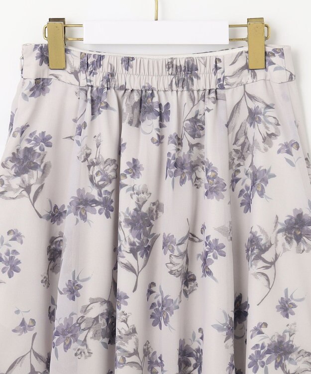 ANY SIS 【洗える】フロッキーオンフラワー スカート アイボリーベース