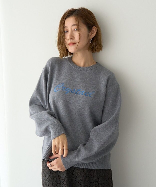 YECCA VECCA 刺繍ロゴニット Gray