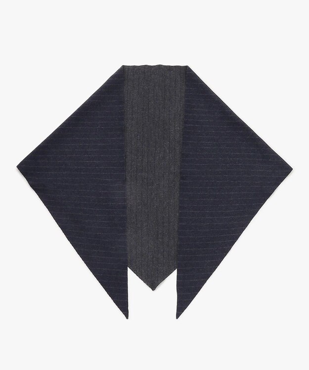 ICB ミルドウール アフガン型ニットストール ネイビーストライプ柄系