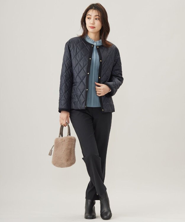 J.PRESS LADIES 【WEB限定カラーあり・洗える】コンパクトタフタキルティング ブルゾン ネイビー系