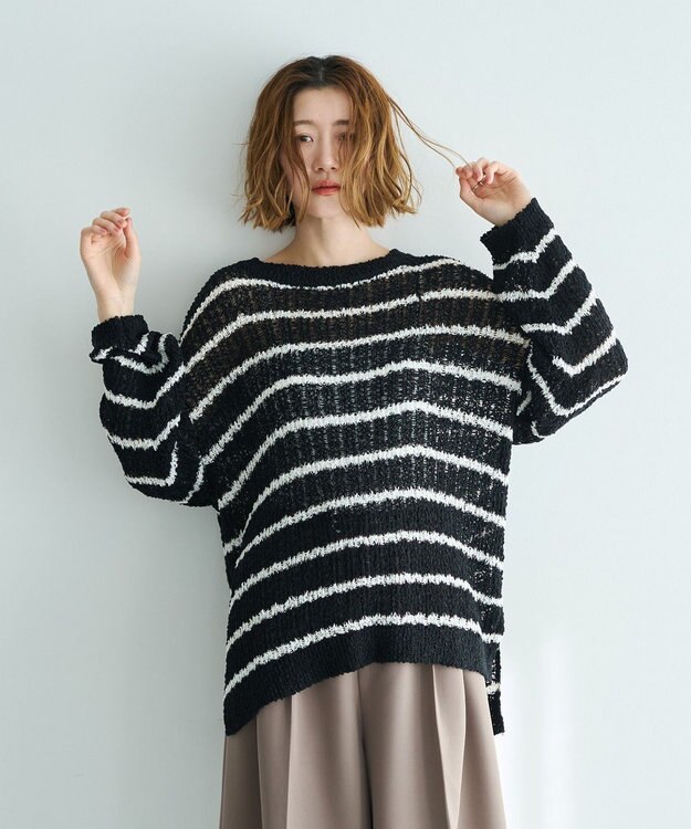 YECCA VECCA ルーズニットプルオーバー Border