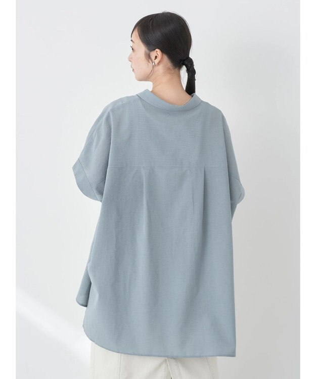 earth music&ecology 配色ステッチＢＩＧシャツ Gray