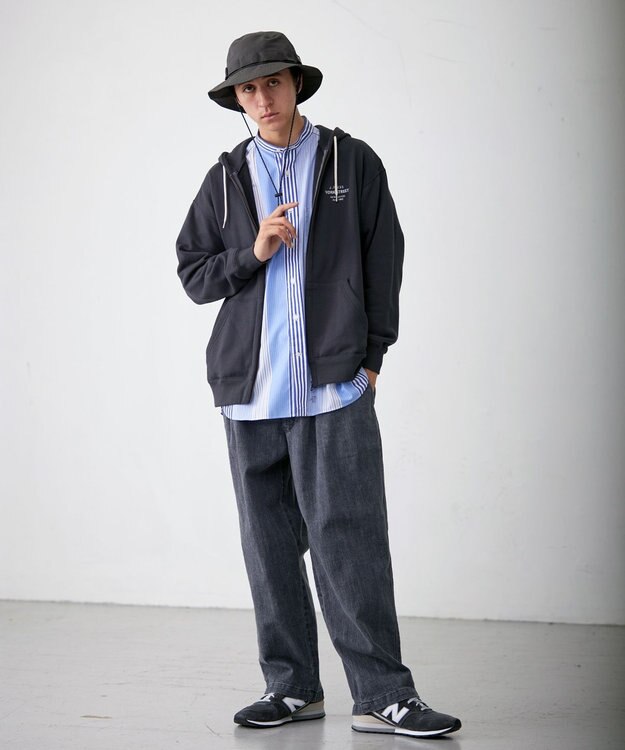 J.PRESS YORK STREET 【UNISEX】フルジップ裏毛ロゴパーカー グレー系