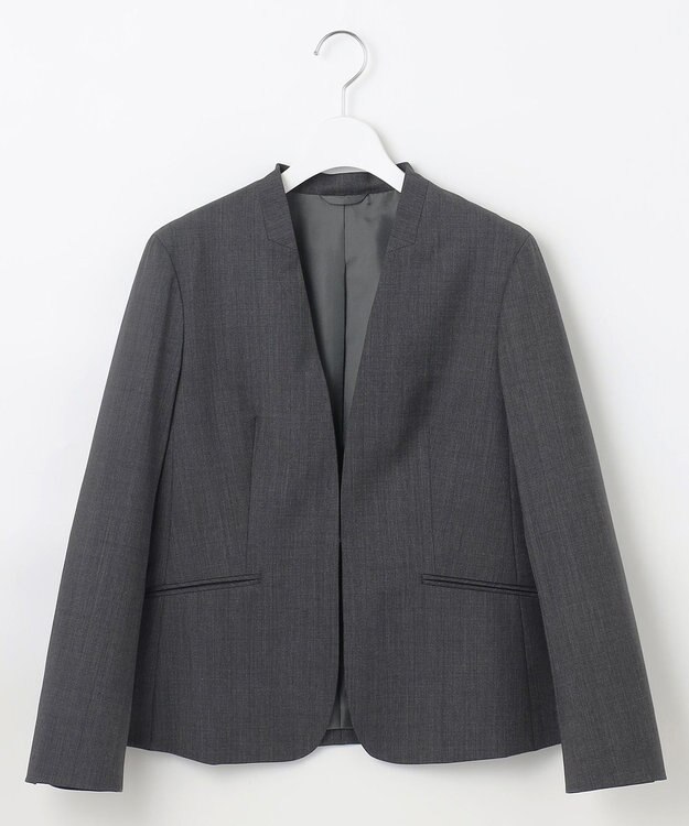 J.PRESS LADIES S 【セットアップ対応】BAHARIYE PINHEAD ノーカラー ジャケット グレー系