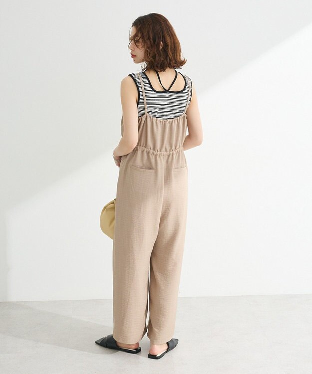 Green Parks 胸元バルーンウエストリボンサロペット Light Beige