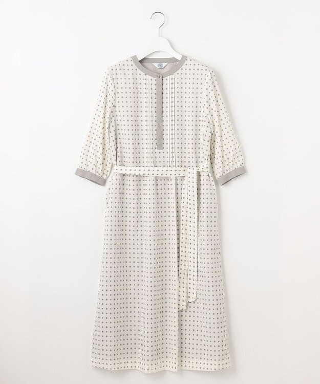 J.PRESS LADIES S 【洗える】ジオメトリックプリント ワンピース オフ系