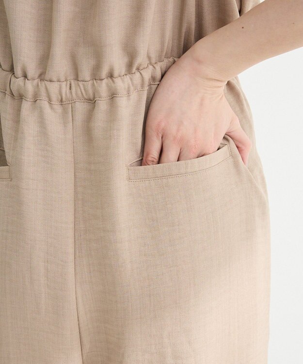 Green Parks 胸元バルーンウエストリボンサロペット Light Beige