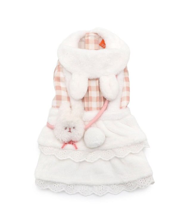 PET PARADISE ペットパラダイス チェック うさぎ スカート 小型犬 ホワイト×ピンク