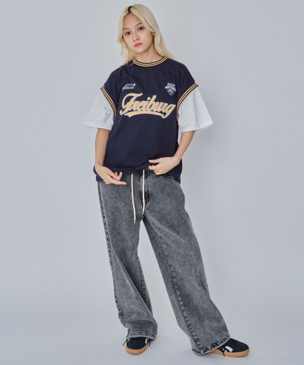 WEGO 【ユニセックス着用ITEM/MLサイズ展開】フェイクタンクグラフィックT（SS） ネイビー