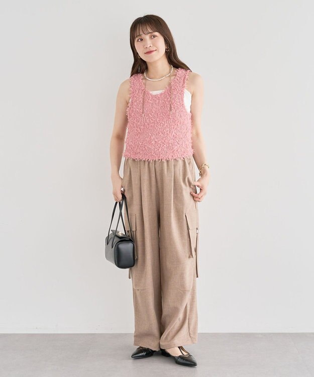 Green Parks 麻調ミリタリーカーゴパンツ Brown