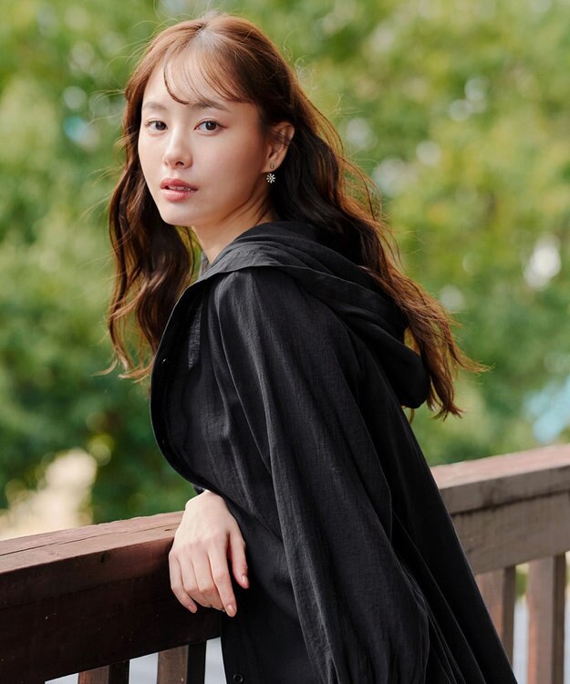 Tiaclasse 【洗える】フード付きフレアチュニック ネイビー