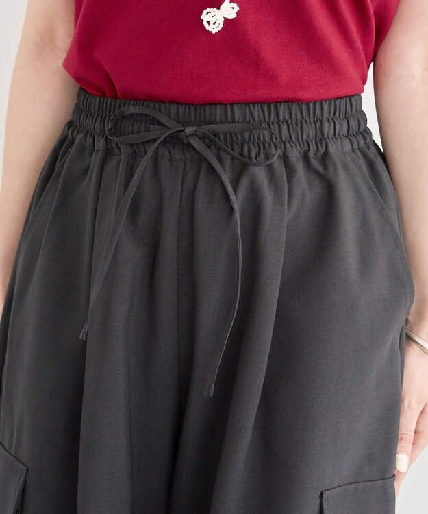 Green Parks 麻調ミリタリーカーゴパンツ Dark Gray