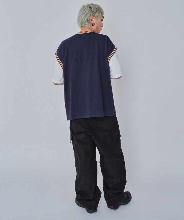 WEGO 【ユニセックス着用ITEM/MLサイズ展開】フェイクタンクグラフィックT（SS） ネイビー