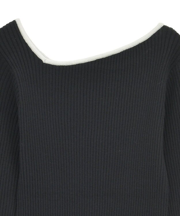 Green Parks 前後２ｗａｙアシンメトリー袖フレアリブニット Black