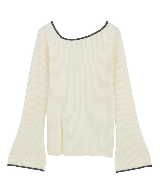 Green Parks 前後２ｗａｙアシンメトリー袖フレアリブニット Ecru