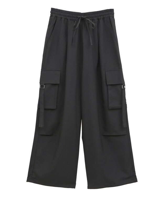 Green Parks 麻調ミリタリーカーゴパンツ Black