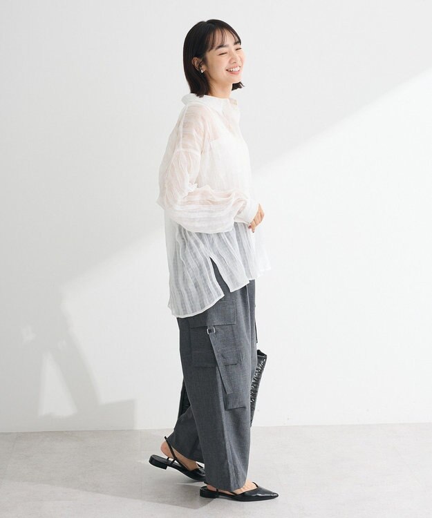 Green Parks 麻調ミリタリーカーゴパンツ Dark Gray