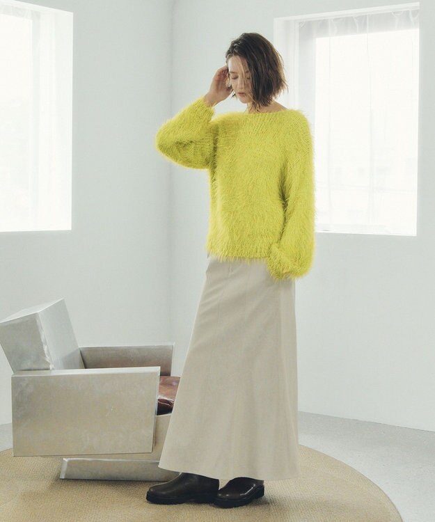 YECCA VECCA フェザーMIXロービングニット Lime Green