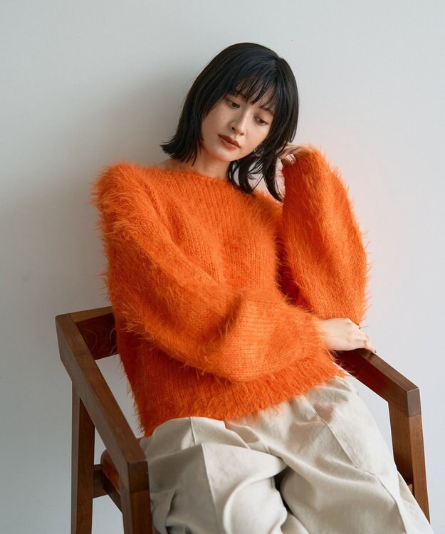 YECCA VECCA フェザーMIXロービングニット Orange