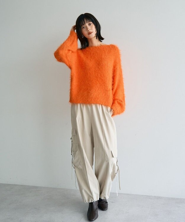 YECCA VECCA フェザーMIXロービングニット Orange