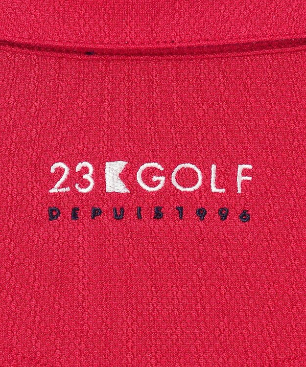 23区GOLF 【MEN】【UVカット】ハニカムカノコ長袖ポロシャツ レッド系