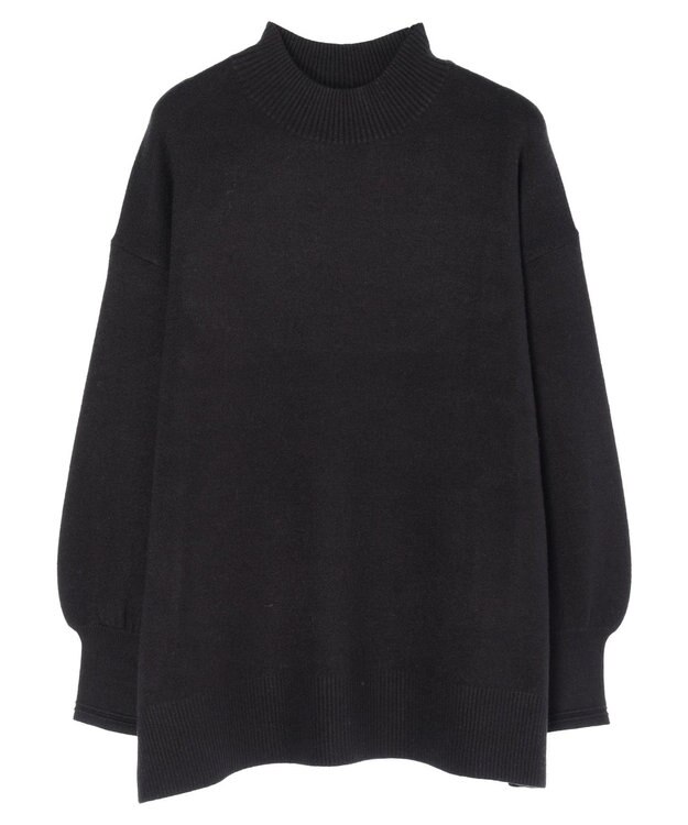 earth music&ecology やわらかタッチハイネックチュニック Black
