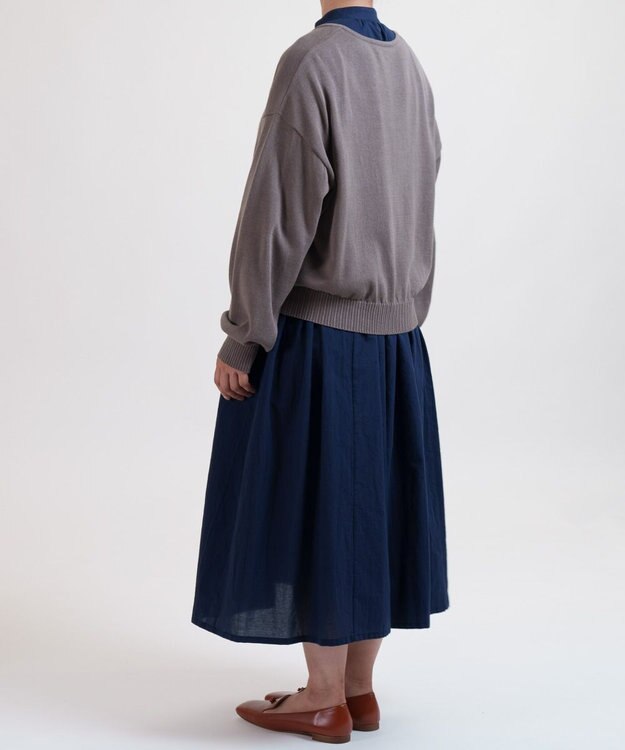 muuc 花モチーフ付きコットンニットカーディガン グレー