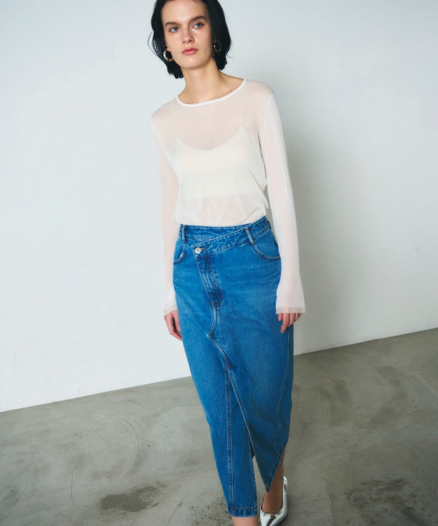 GRACE CONTINENTAL タイトデニムスカート インディゴ