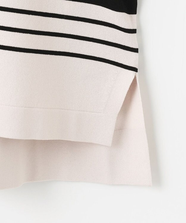 J.PRESS LADIES 【洗える】RAYON ELITE STRETCH ボーダー ニットT ベージュ×ブラック系