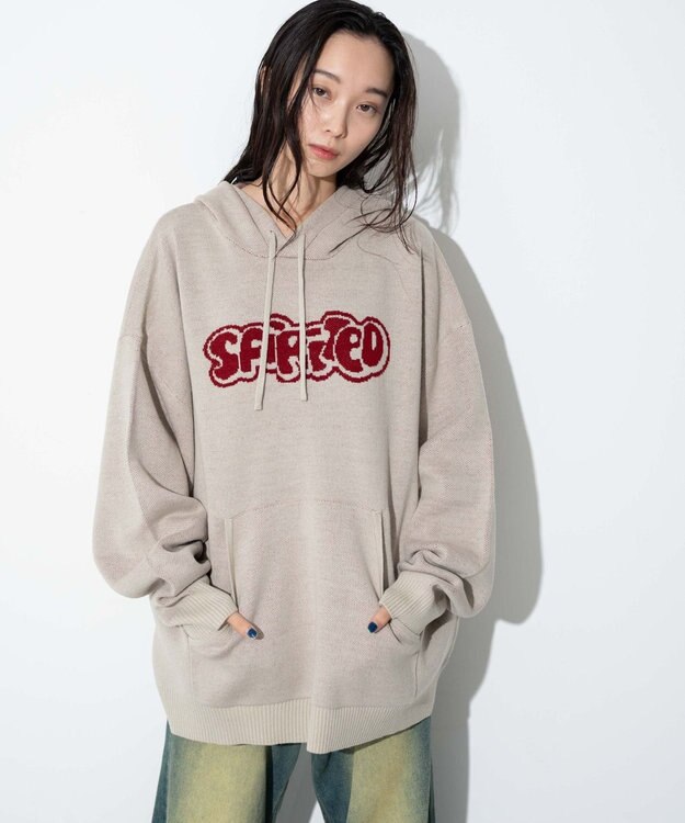 WEGO 【ユニセックス着用ITEM】ジャガードグラフィックパーカー ホワイト