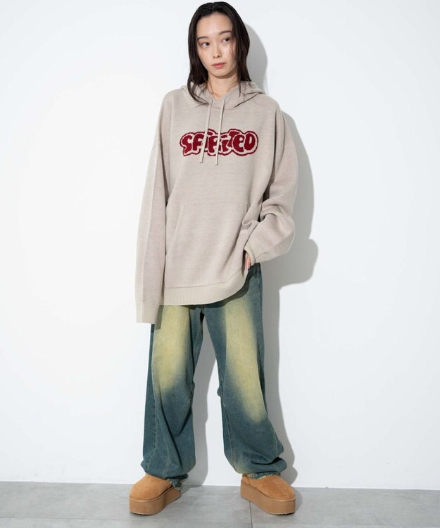 WEGO 【ユニセックス着用ITEM】ジャガードグラフィックパーカー ホワイト