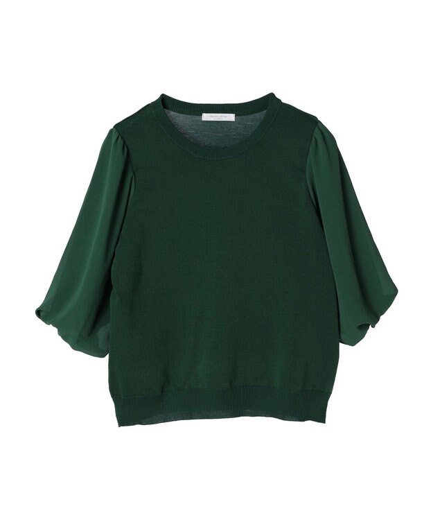 Green Parks 袖楊柳ドッキングニットプルオーバー Green