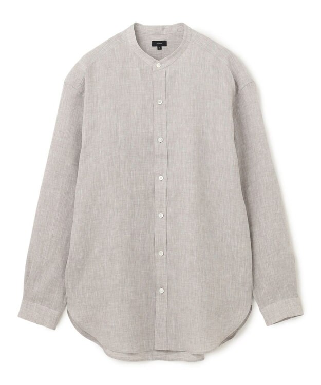 JOSEPH HOMME ノルマンディリネントロピカル　バンドカラーシャツ ライトグレー系