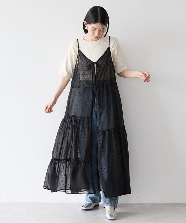 AMERICAN HOLIC ティアードドットキャミワンピース Black