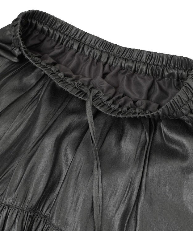 AMERICAN HOLIC 【選べる丈】チンツ加工ティアードスカート Black