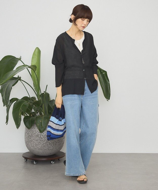 AMERICAN HOLIC 楊柳シアーブラウス Black