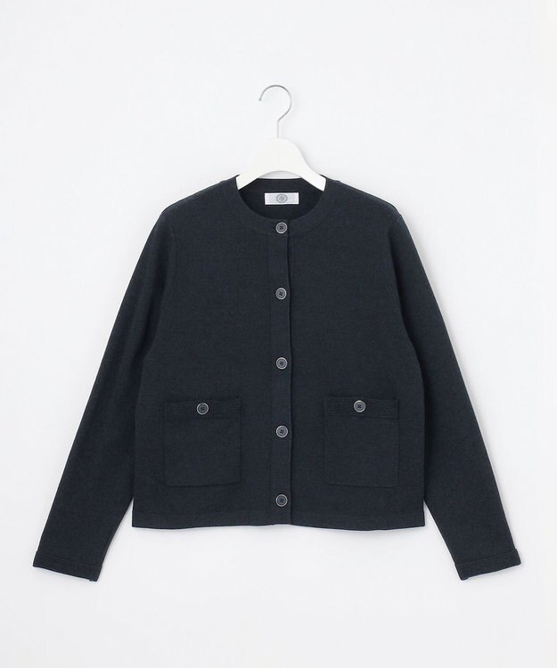 J.PRESS LADIES S 【季節の変わり目に】WORSTED WOOL BLEND カーディガン ネイビー系
