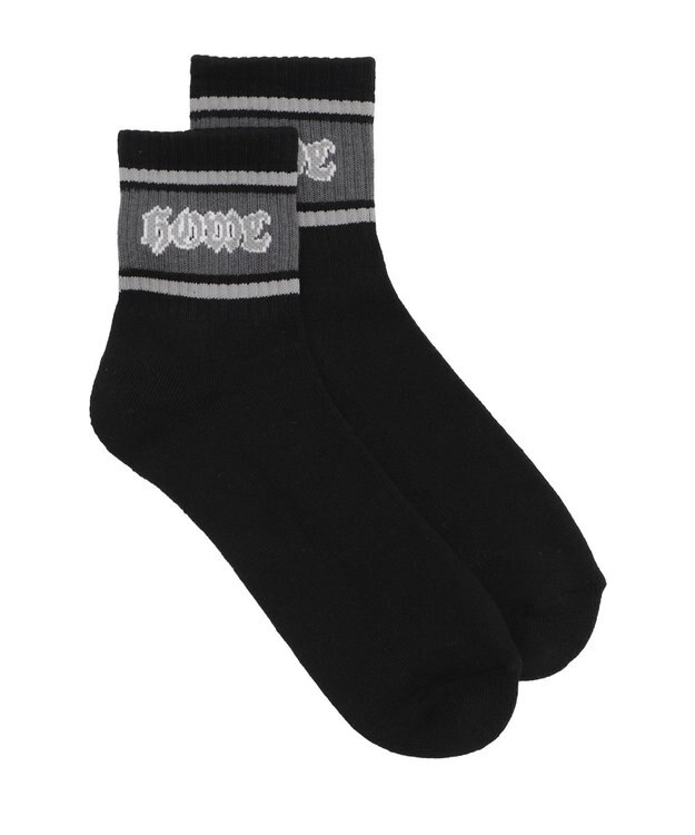 WEGO ラインロゴハイアンクルソックス ブラック