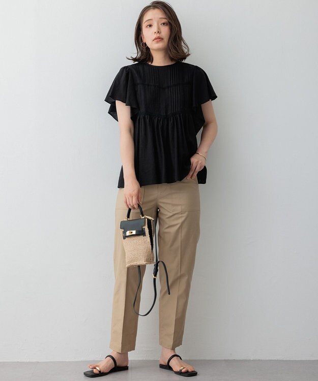 23区 S 【SLOW/一部店舗限定】ブライトリネン デザイン ブラウス ブラック系