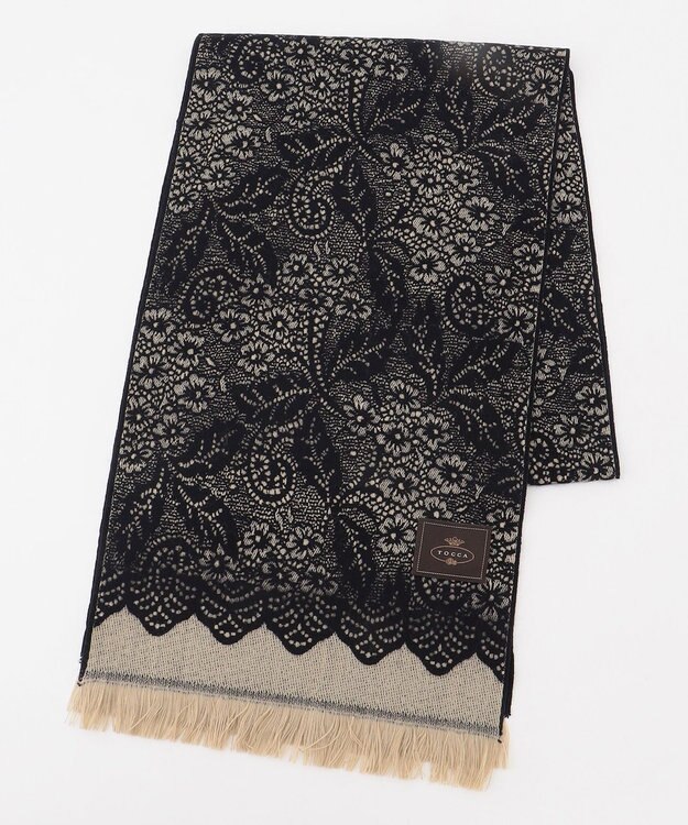 TOCCA JAQUARD LACE STOLE ストール ブラック系