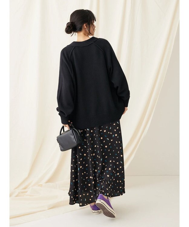 CRAFT STANDARD BOUTIQUE Ｖネックアウトリンキングカーディガン Black