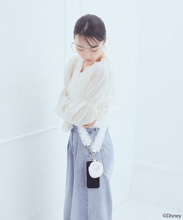 earth music&ecology Ｄｉｓｎｅｙ／チュールフリルスマホショルダー White