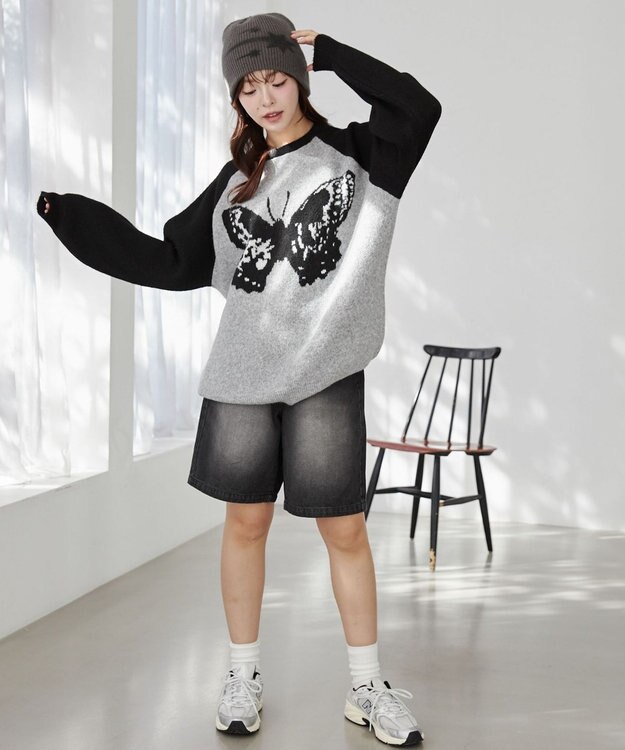 WEGO フラッフィーグラフィックBIGニットプルオーバー 柄10