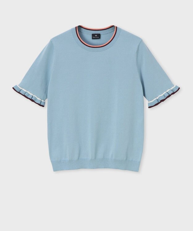 Paul Smith 【洗える】フレアスリーブ 半袖ニット ライトブルー