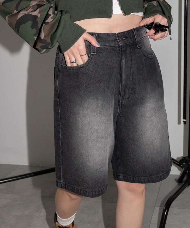 ヴィンテージウォッシュデニムハーフパンツ / WEGO