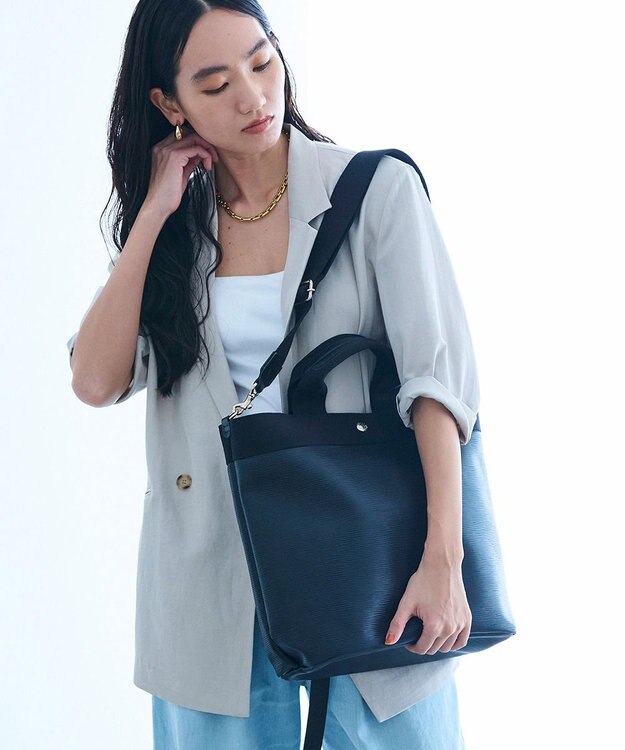 TOPKAPI 【Breath TOPKAPI】RIPPLE リプル ファスナー付 縦型 2way トートバッグL ブラック