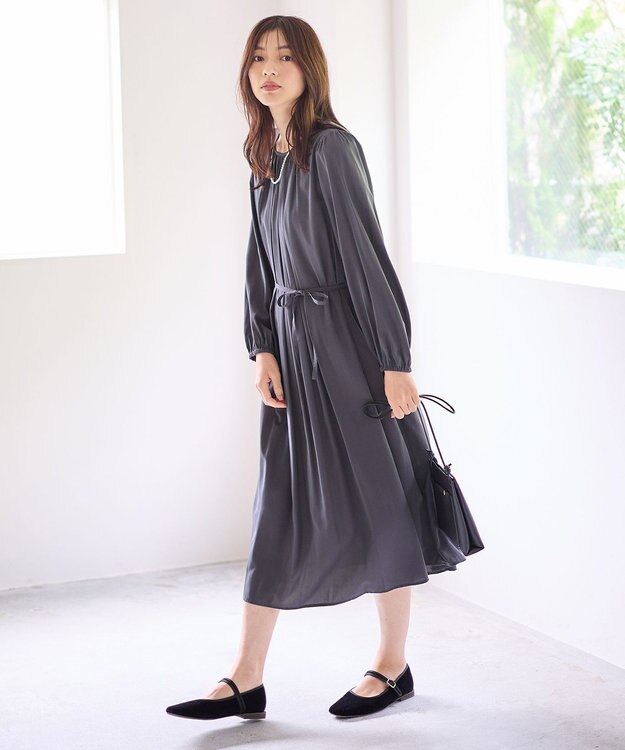 ANY L ギャザーワンピース チャコール