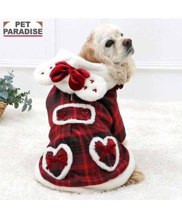 PET PARADISE ディズニー ミニーマウス チェックコート 中型犬 レッド×ホワイト