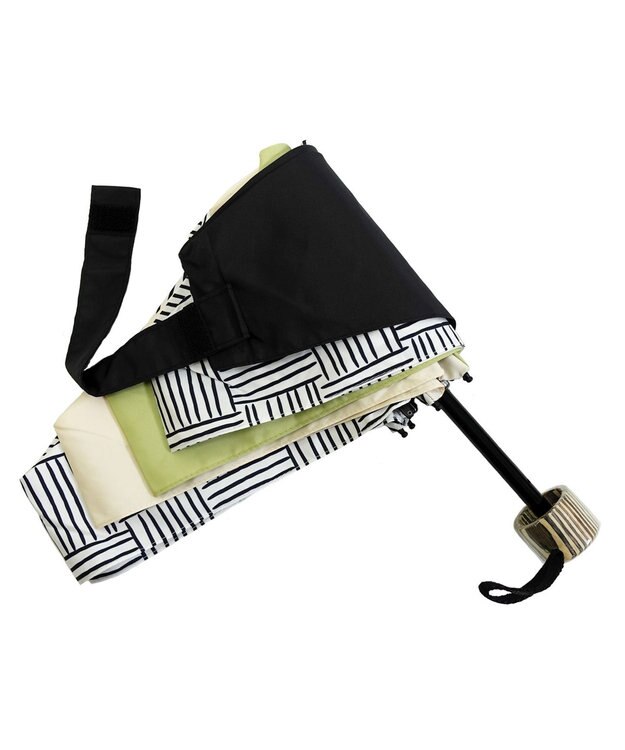 +RING 【UVカット95%以上】【UPF50＋】プラスリング レディース向け 晴雨兼用 折傘 BLK/WHT T1307 白～オフホワイト